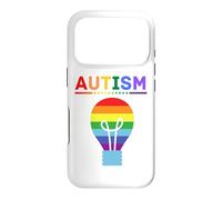 Custodia per iPhone 17 Pro Lampadina arcobaleno per la consapevolezza dell'autismo, supporto autistico, mamma e papà
