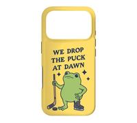 Custodia per iPhone 17 Pro Lasciamo cadere il disco all'alba Funny Hockey Frog