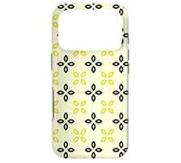 Custodia per iPhone 17 Pro Lemon Yellow Green Leaves Crosses Petals Botanical Pattern