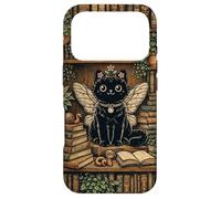 Custodia per iPhone 17 Pro Libreria Scaffale Bookworm Gatto Nero Vintage Libri Piante Biblioteca