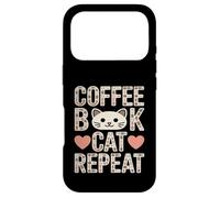 Custodia per iPhone 17 Pro Libro del caffè Cat Repeat Cute Cozy Cat Lover