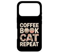 Custodia per iPhone 17 Pro Libro del caffè Cat Repeat Cute Cozy Cat Lover