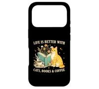Custodia per iPhone 17 Pro Life is Better With Cats Books And Coffee Cat Lover Reading