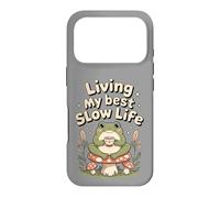 Custodia per iPhone 17 Pro Living My Best Slow Life, simpatica rana