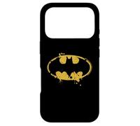 Custodia per iPhone 17 Pro Logo Batman Splash Emblema Graffiti Giallo su Nero