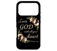 Custodia per iPhone 17 Pro Love GOD with All Your Heart - Christian Faith Women Flowers