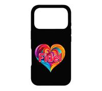 Custodia per iPhone 17 Pro Maglietta con scritta "I Heart Love Fidel" con nome colorato