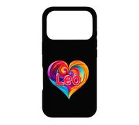 Custodia per iPhone 17 Pro Maglietta con scritta "I Heart Love Leo First Name", colorata