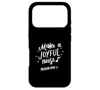 Custodia per iPhone 17 Pro Maglietta con scritta "Make a Joyful Noise - Salmo 100", regali cristiani