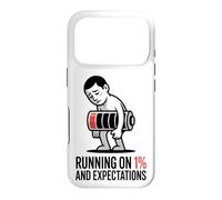 Custodia per iPhone 17 Pro Maglietta con scritta "Running On 1 Percent And Expectations"
