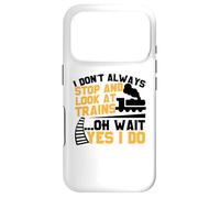 Custodia per iPhone 17 Pro Maglietta da treno per ragazzi Stop and Look e treni