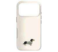 Custodia per iPhone 17 Pro Maglione A Righe Fantasia Bassotto Nero & Crema Capelli Lunghi