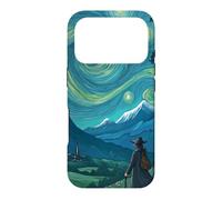 Custodia per iPhone 17 Pro Mago errante nel paesaggio di montagne stellate Magic Fantasy