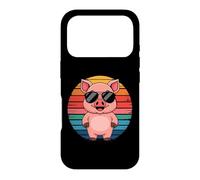 Custodia per iPhone 17 Pro Maiale retrò in occhiali da sole stile vintage per uomini, donne e bambini