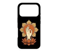 Custodia per iPhone 17 Pro Mano del risveglio Mudra Lotus Mandala meditazione buddista