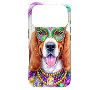 Custodia per iPhone 17 Pro Maschera per cani American English Coonhound, perline, modello Mardi Gras