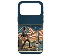 Custodia per iPhone 17 Pro Max Abraham Lincoln Playing Electric Guitar 4th of July Retro