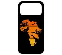 Custodia per iPhone 17 Pro Max Africa Map African Safari | Giraffa Leone | Tramonto Vintage