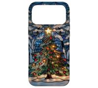 Custodia per iPhone 17 Pro Max Albero di Natale Luce Vetro Stained Glass Holiday Lover Inverno