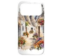 Custodia per iPhone 17 Pro Max Alberobello Puglia dipinto acquerello arte vintage Italia