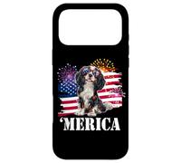 Custodia per iPhone 17 Pro Max American 4th July Fourth USA Flag Tri Color Cavalier Dog