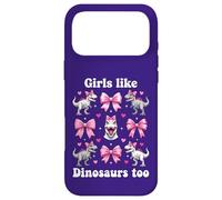 Custodia per iPhone 17 Pro Max Anche alle ragazze piacciono i dinosauri Pink Bow T-Rex Dino Lover Coquette