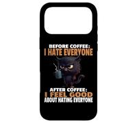 Custodia per iPhone 17 Pro Max Angry Black Cat Bere Caffè Prima del Caffè Odio Tutti