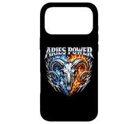 Custodia per iPhone 17 Pro Max Ariete Power Zodiac Ram Skull Blue Fire Biker Heavy Metal