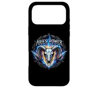 Custodia per iPhone 17 Pro Max Ariete Power Zodiac Ram Skull Blue Fire Heavy Metal Biker