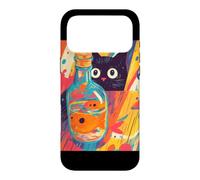 Custodia per iPhone 17 Pro Max Arte Di Gatto Nero Curioso E Pesciolino Rosso