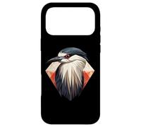 Custodia per iPhone 17 Pro Max Arte geometrica dell'airone notturno coronato nero, carino uccello Lov