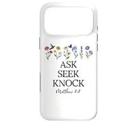 Custodia per iPhone 17 Pro Max Ask Seek Knock Bible Verse Matthew 7:7 Scripture Christian
