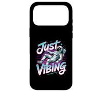 Custodia per iPhone 17 Pro Max Astronauta viola e verde acqua solo vibrante astronomia