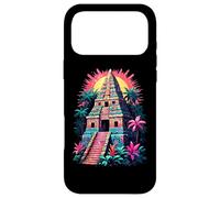 Custodia per iPhone 17 Pro Max Avventura al tramonto tropicale con piramide azteca