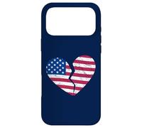 Custodia per iPhone 17 Pro Max Bandiera americana USA Cuore spezzato - Crepacuore a forma di cuore
