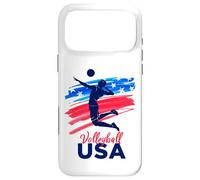 Custodia per iPhone 17 Pro Max Bandiera da pallavolo da uomo con scritta "Support the Team"