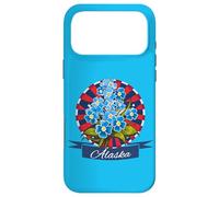 Custodia per iPhone 17 Pro Max Bandiera dell'Alaska Alpine Forget Me Not Patriotic Proud Alaska USA