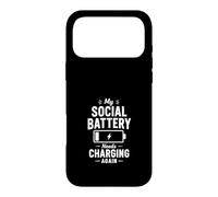Custodia per iPhone 17 Pro Max Batteria Sociale Ricarica Umorismo Introverso