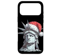 Custodia per iPhone 17 Pro Max Bel volto della statua della libertà con cappello di Natale per le feste