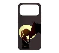 Custodia per iPhone 17 Pro Max Bella Silhouette Ragazza e Cavallo per Pony Loving Girls