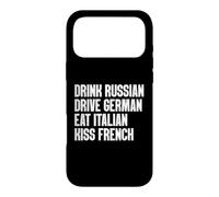Custodia per iPhone 17 Pro Max Bevi russo, guida tedesco, mangia italiano, bacia francese divertente