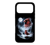 Custodia per iPhone 17 Pro Max Birdwatcher retrò Red Cardinal Bird che ulula alla luna degli anni '90