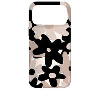 Custodia per iPhone 17 Pro Max Black Beige Floral Retro Modern Boho Bohemian Flower Pattern