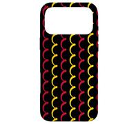 Custodia per iPhone 17 Pro Max Black Red Yellow Waves Curve Curl Vertical Patriotic Pattern