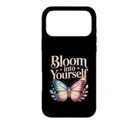 Custodia per iPhone 17 Pro Max Bloom Into Yourself - Citazione floreale con farfalla