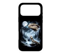 Custodia per iPhone 17 Pro Max Blu Tongued Skink Howling at Moon 90's Retro