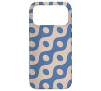 Custodia per iPhone 17 Pro Max Blue Beige Cream Chained Ovals Circles Wavy Lines Pattern