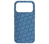 Custodia per iPhone 17 Pro Max Blue Diagonal Waves Curved Lines Geometric Pattern