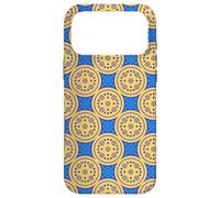 Custodia per iPhone 17 Pro Max Blue Mustard Yellow Dot Circle Celestial Sun Stars Folk Art