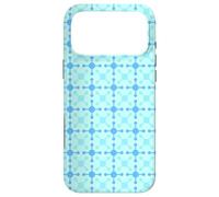 Custodia per iPhone 17 Pro Max Blue Squares Grid Crosses Dot Molecule Scandinavian Pattern